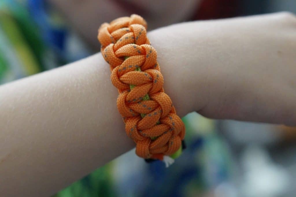 paracord bracelet on arm