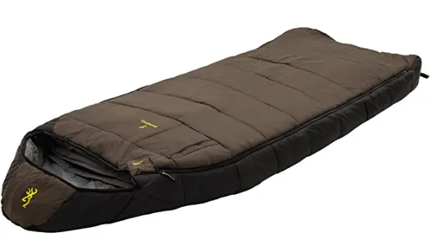 brown and green arctic sleeping bag