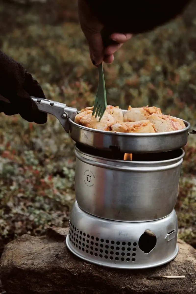 cooking chicken on camp stove