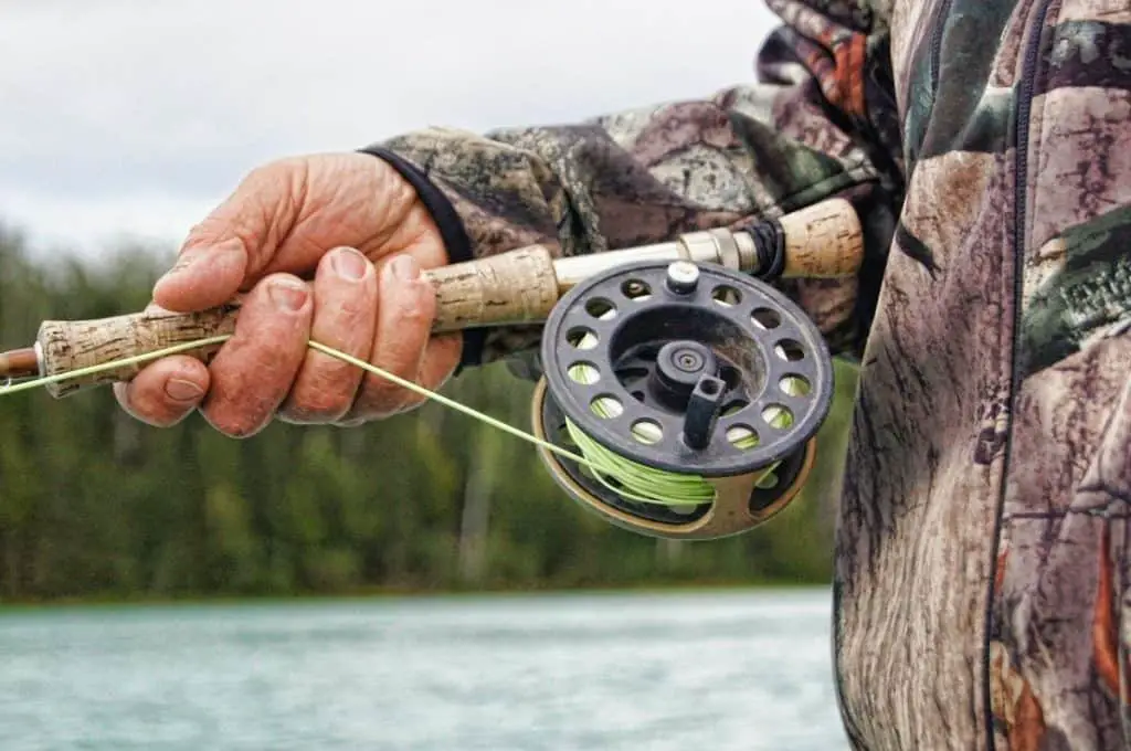 fly fishing reel up close