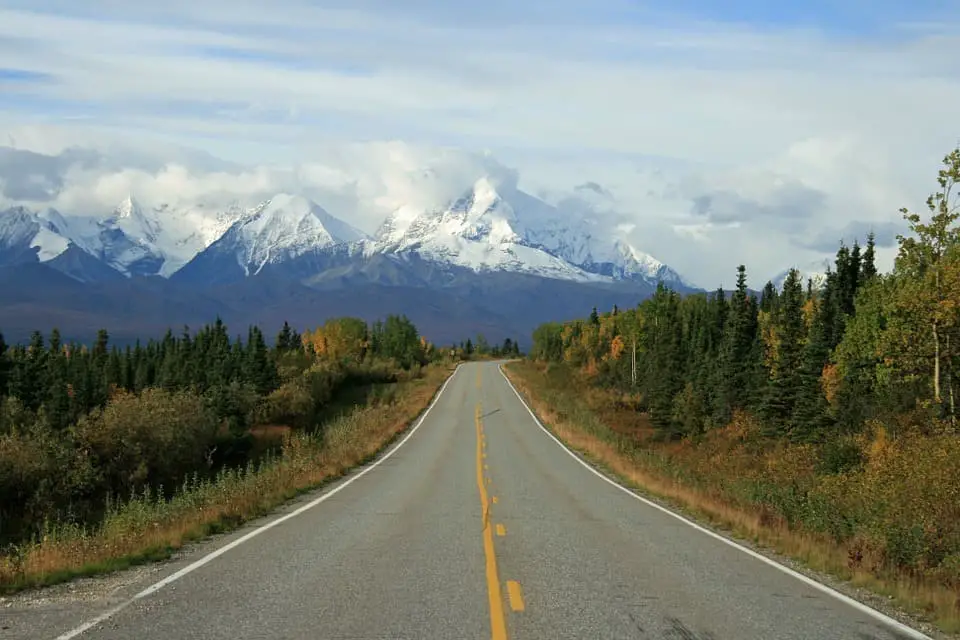 empty highway in Alaska
